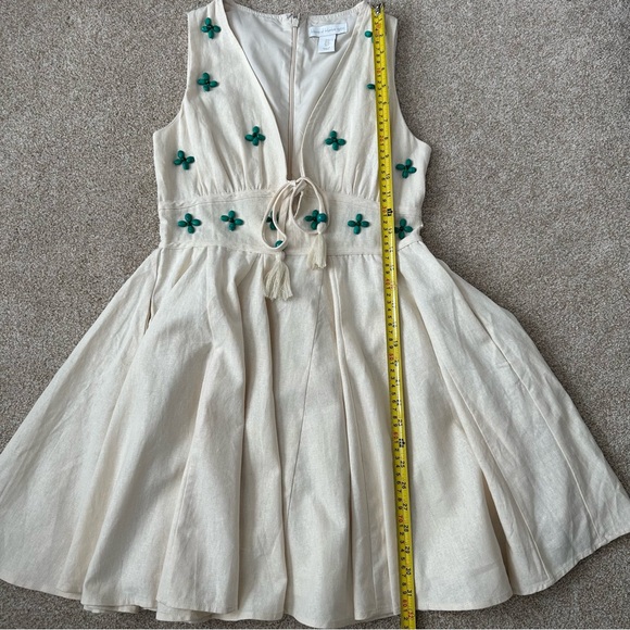 House of Harlow 1960 Ivory Linen Dress Beaded Mini Size 2 NWOT - Picture 7 of 9